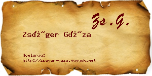 Zséger Géza névjegykártya